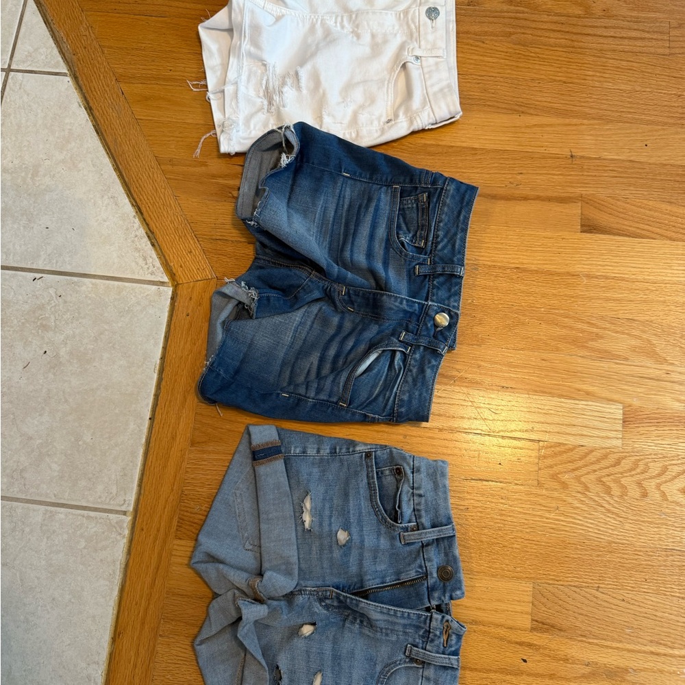 Set of Denim and White Jean Shorts